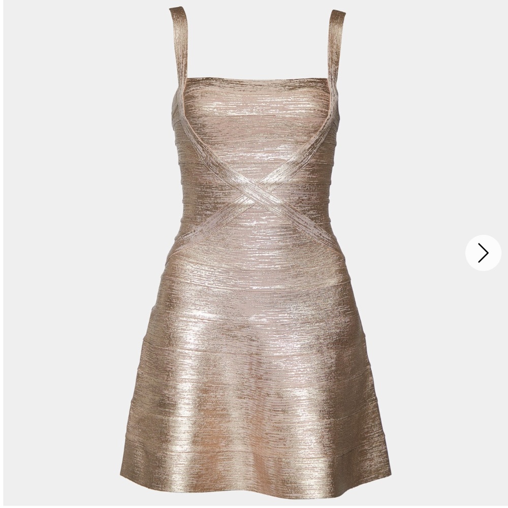 NWT Herve Leger Faith Mini Dress in Gun Metal Combo Sz M